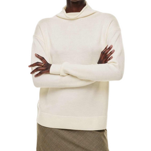 Women's Aritzia Wilfred Cyprie Cream 100% Merino Wool Turtleneck Sweater XXS
